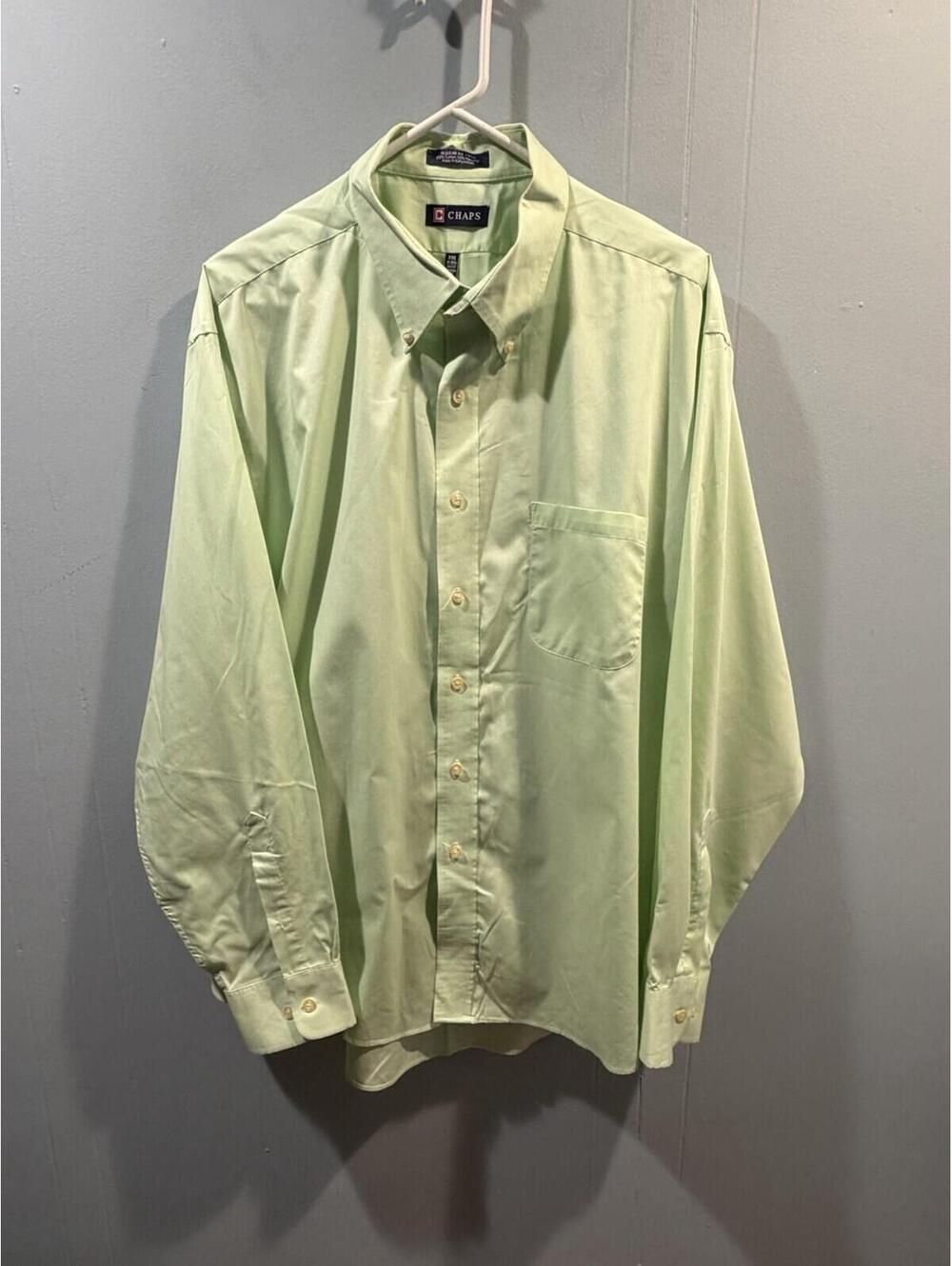 Mens Chaps Dress Shirt Size XXL 18-18.5 / 36-37 Green